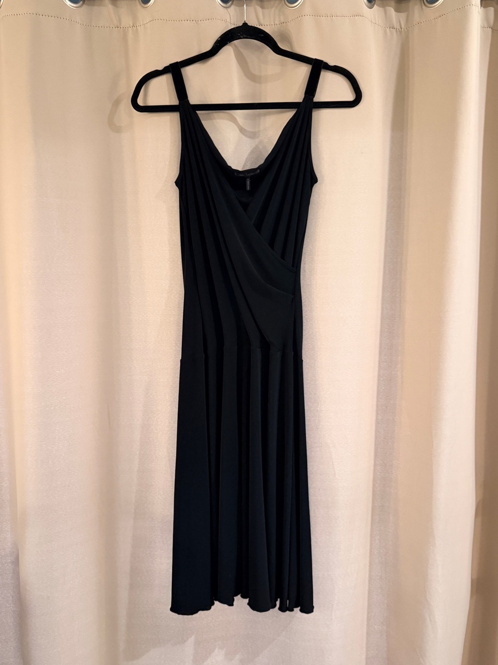 Daisy Fuentes Black Sleeveless Draped Midi Dress